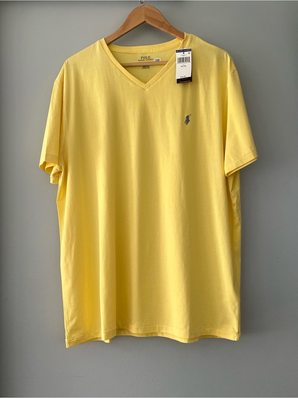 NWT Polo by Ralph Lauren Yellow V-Neck Tee with Embroidered Pony